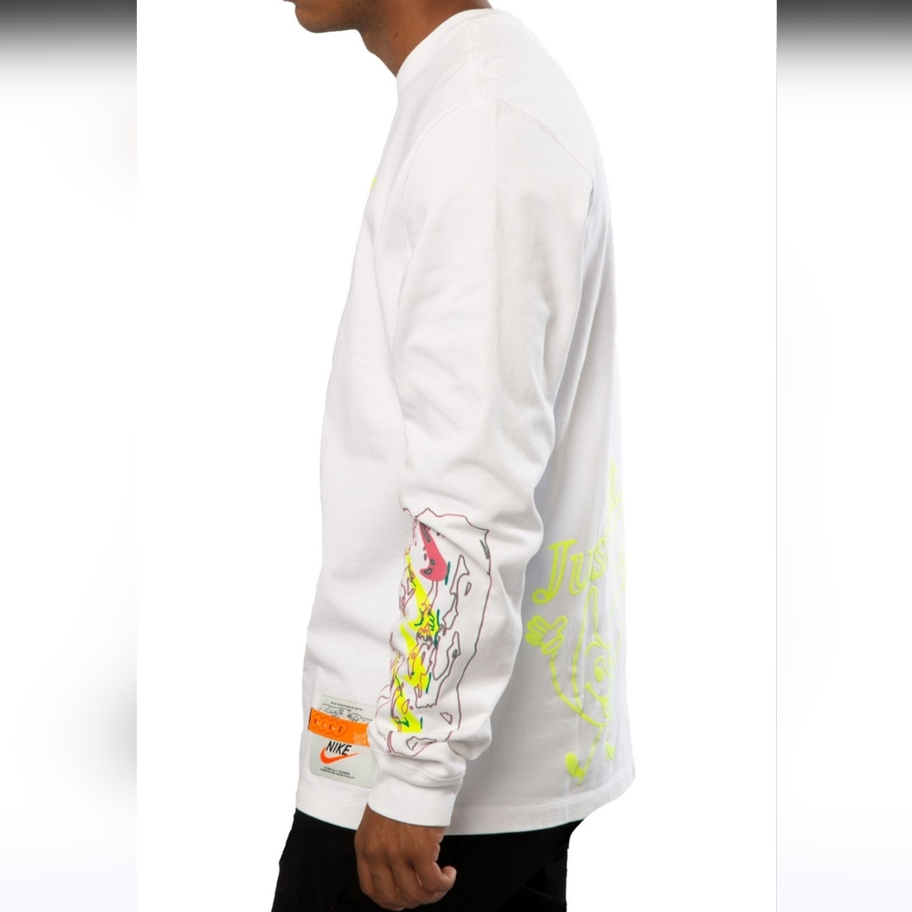 Nike White Long Sleeve Tee with Neon Graphics - Picture 2 of 11